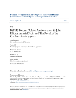 Golden Anniversaries: Sir John Elliottâ•Žs Imperial Spain and the Revolt