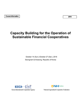 Capacity Building for the Operation of Sustainable Financial Cooperatives