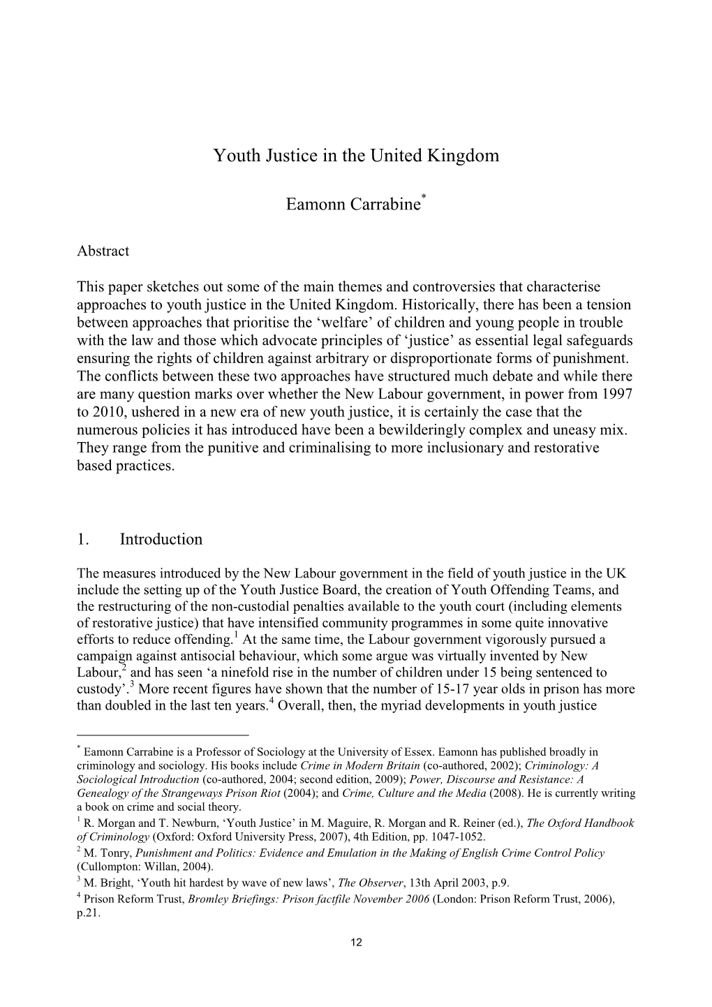 Youth Justice in the United Kingdom