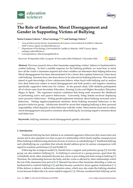 The Role of Emotions, Moral Disengagement and Gender in Supporting Victims of Bullying
