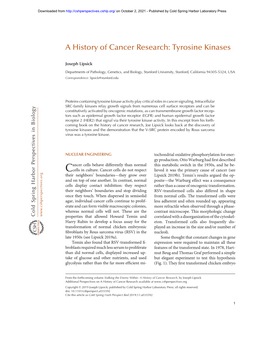A History of Cancer Research: Tyrosine Kinases