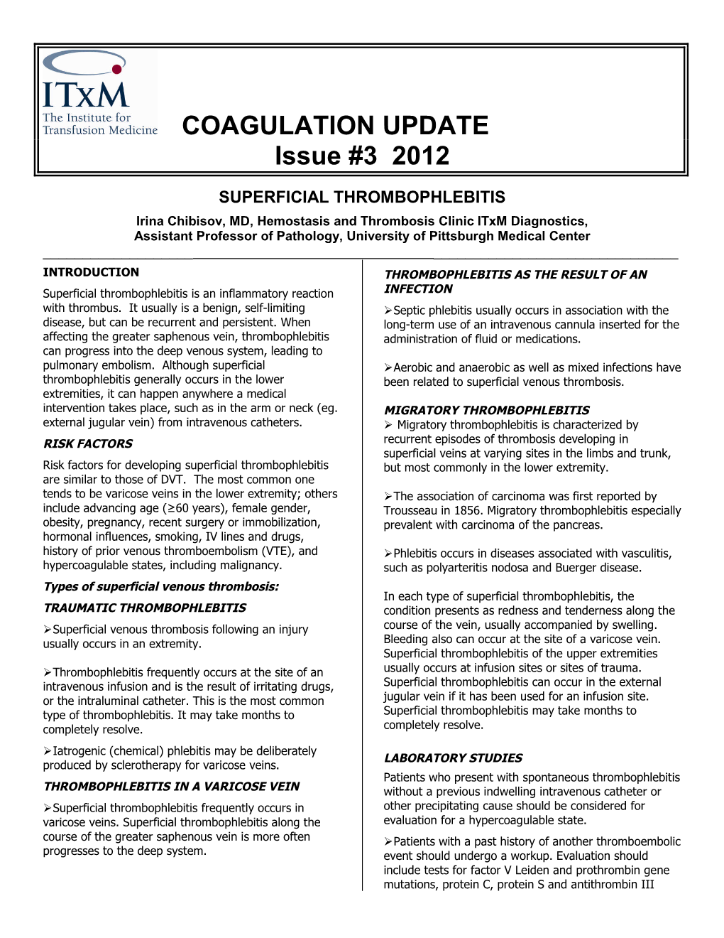 COAGULATION UPDATE Issue #3 2012