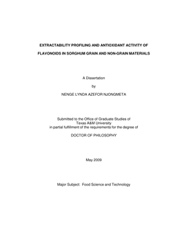 Extractability Profiling and Antioxidant Activity Of