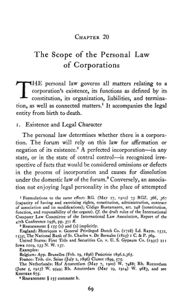 The Scope of the Personal Law of Corporations