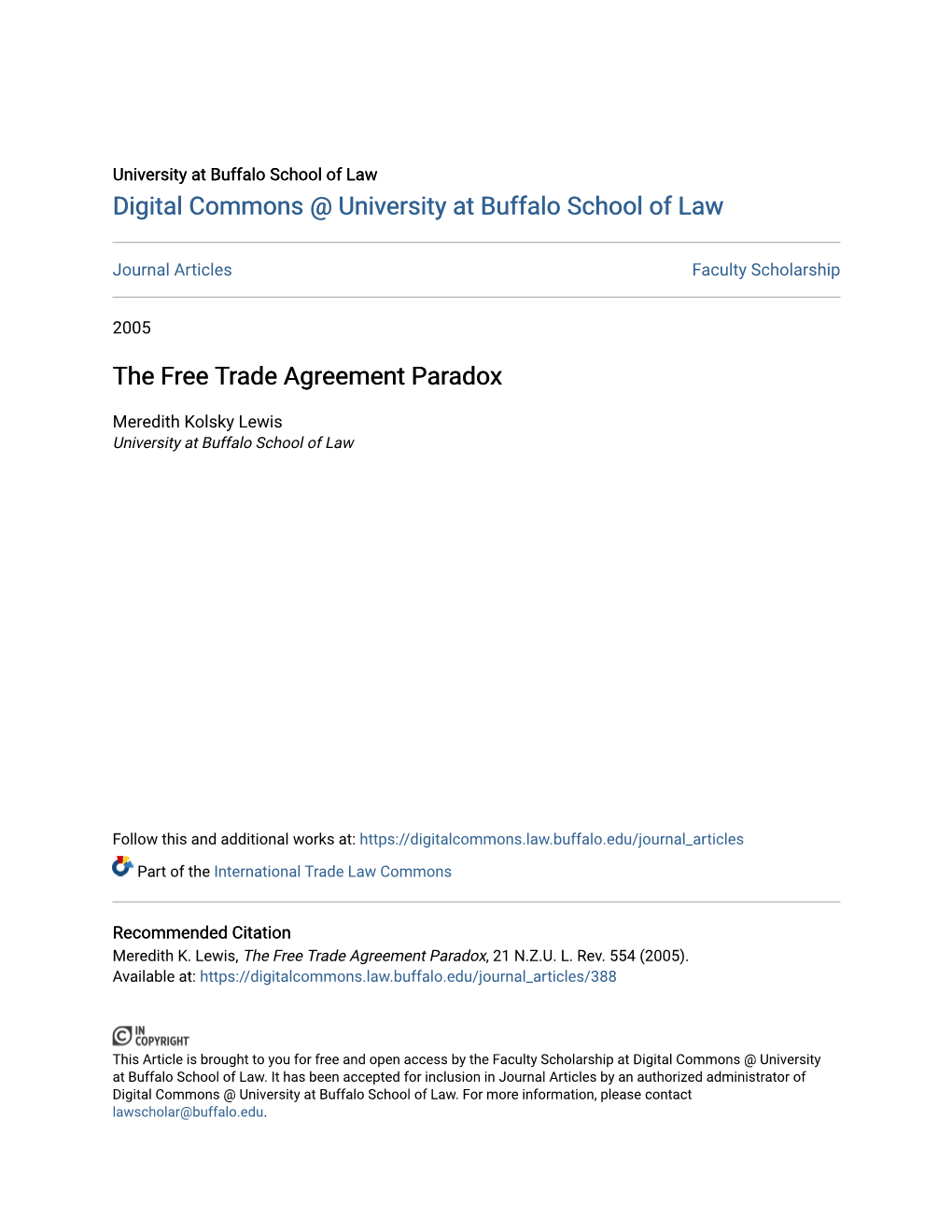 The Free Trade Agreement Paradox