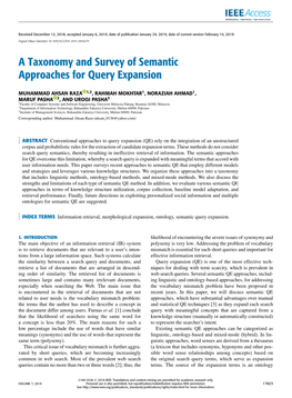 A Taxonomy and Survey of Semantic Approaches for Query Expansion