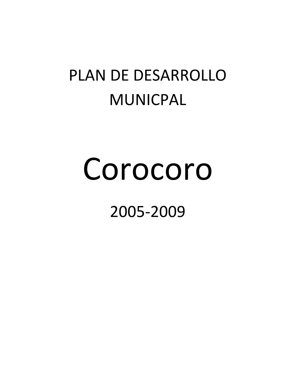 Plan De Desarrollo Municpal 2005-2009