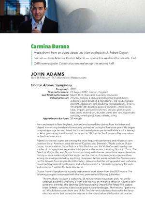 Carmina Burana Music Drawn from an Opera About Los Alamos Physicist J