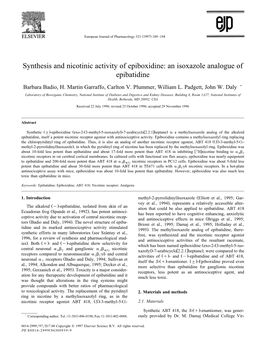 Synthesis and Nicotinic Activity of Epiboxidine: an Isoxazole Analogue of Epibatidine