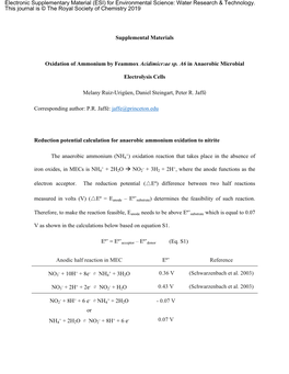 Supplemental Materials Oxidation of Ammonium by Feammox Acidimicr