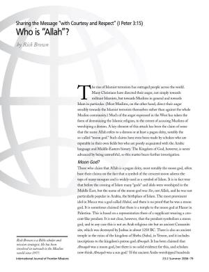 Who Is “Allah”? by Rick Brown
