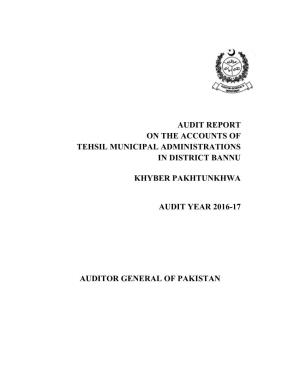 Audit Report on the Accounts of Tehsil Municipal Administrations in District Bannu