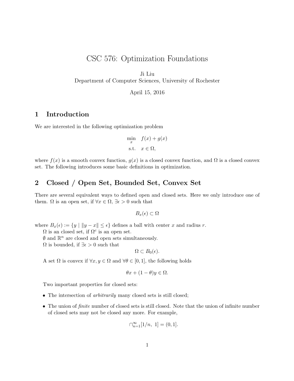 CSC 576: Optimization Foundations