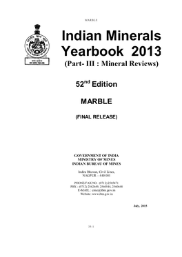 Indian Minerals Yearbook 2013 (Part- III : Mineral Reviews)