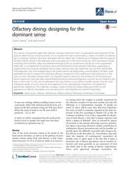 Olfactory Dining: Designing for the Dominant Sense Charles Spence1* and Jozef Youssef2