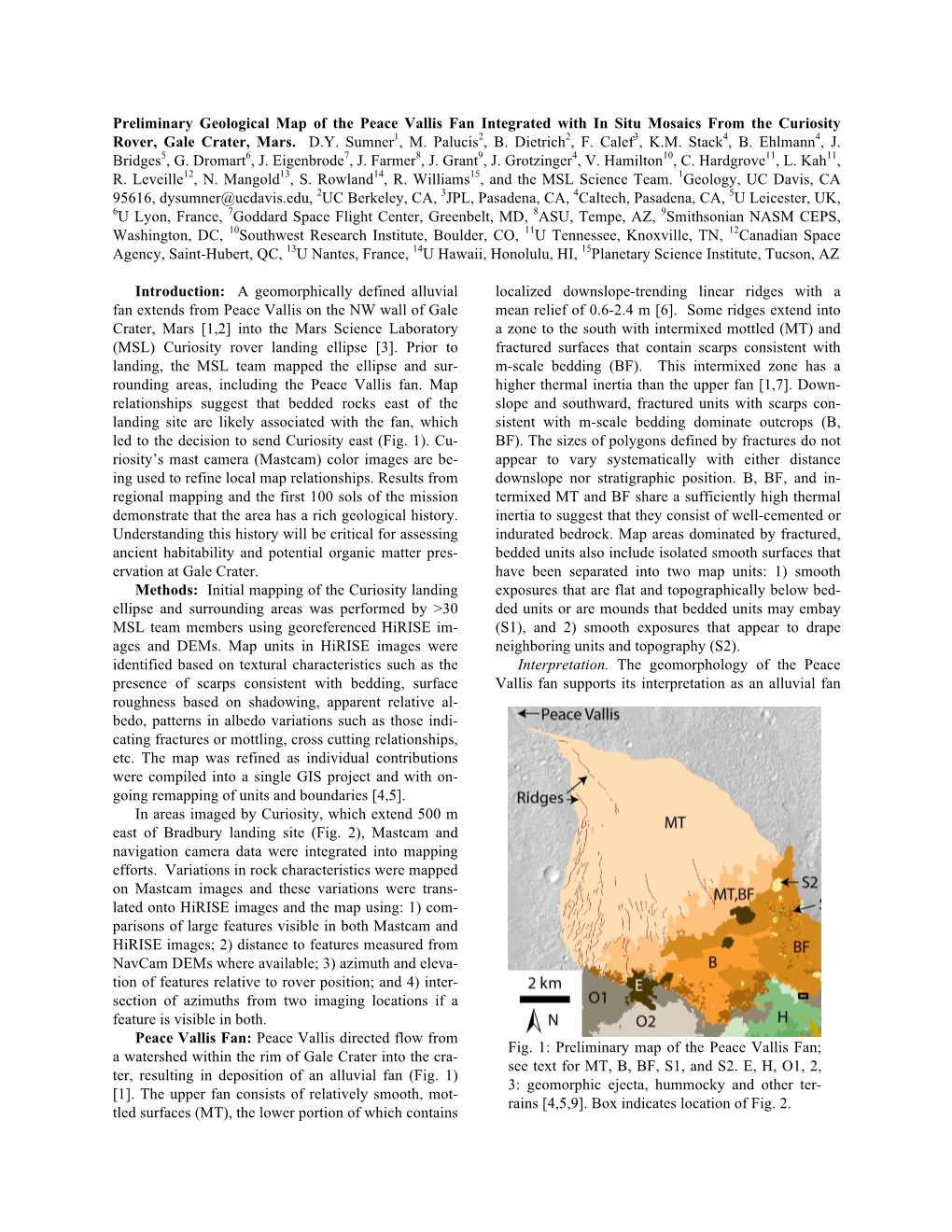 Preliminary Geological Map of the Peace Vallis Fan Integrated with in Situ Mosaics from the Curiosity Rover, Gale Crater, Mars