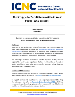 The Struggle for Self-Determination in West Papua (1969-Present)