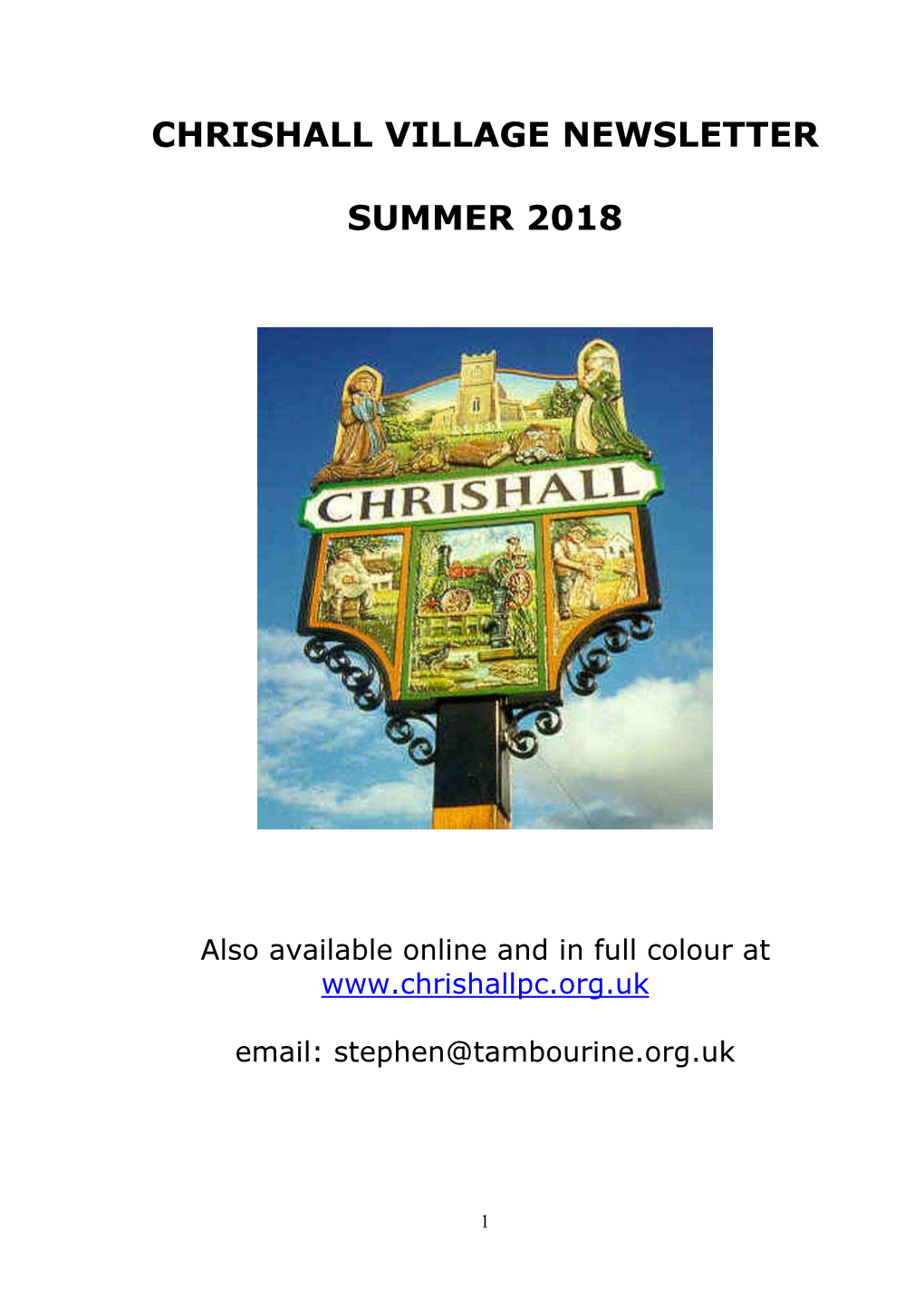 Chrishall Village Newsletter Summer 2018