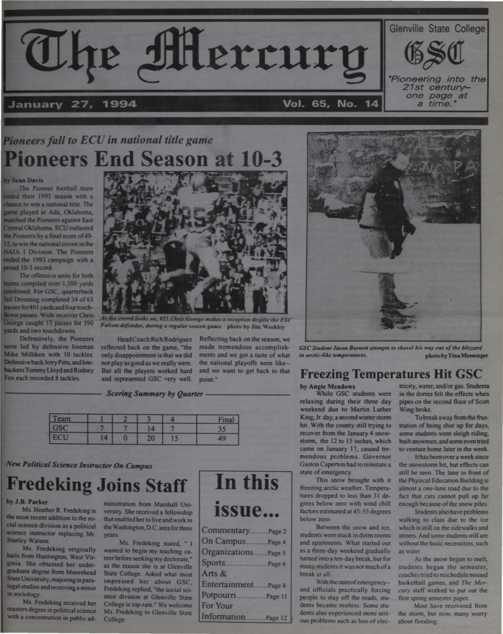 Errur~ ·Pioneering Into the 21St Centu~ One Page at January 27, 1994 Vol