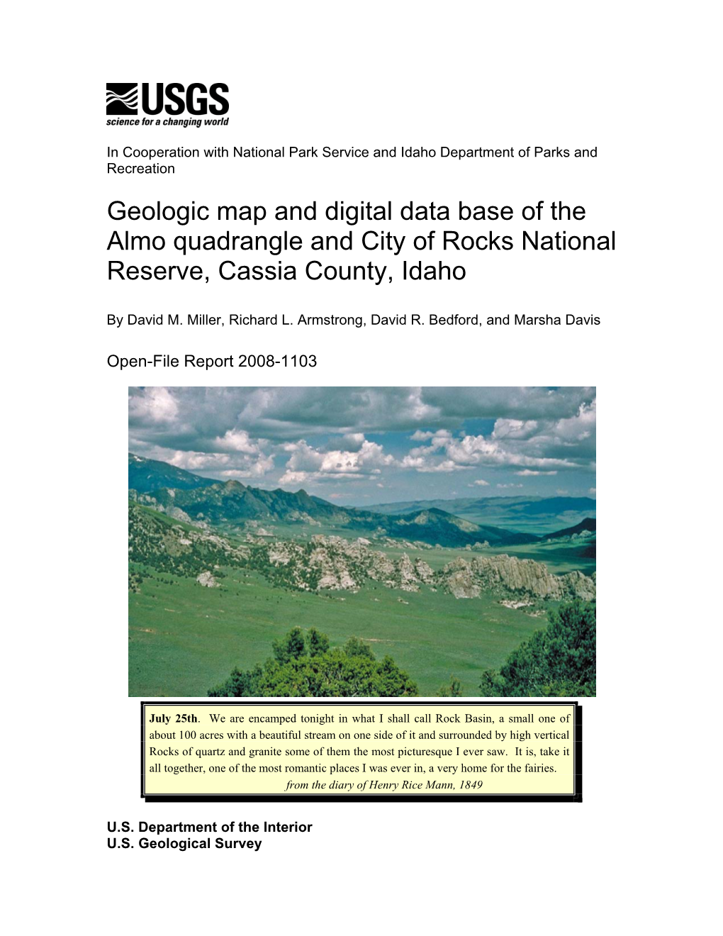 Geologic Map and Digital Data Base of the Almo Quadrangle and City of Rocks National Reserve, Cassia County, Idaho