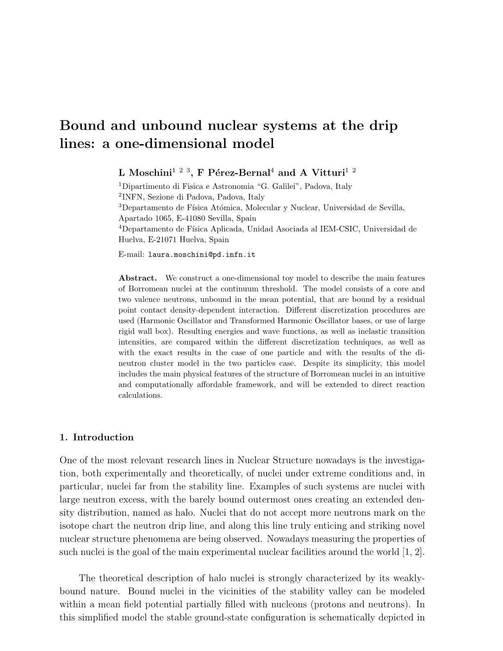 Bound and Unbound Nuclear Systems at the Drip Lines: a One-Dimensional Model