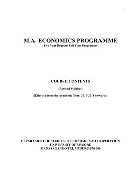 Ma Economics Programme