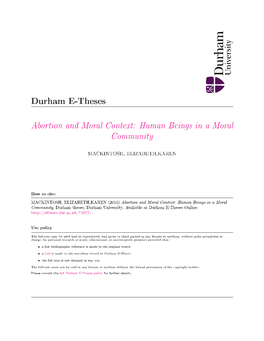 Abortion and Moral Context: Human Beings in a Moral Community