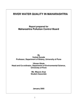 Report on River Water Quality in Maharashtra 2005