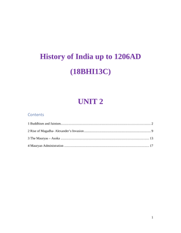 History of India up to 1206AD (18BHI13C) UNIT 2