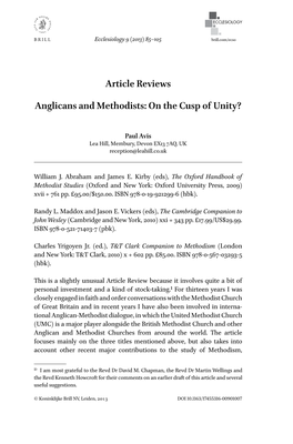 Article Reviews Anglicans and Methodists