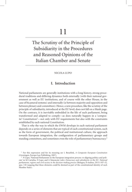 The Scrutiny of the Principle of Subsidiarity in the Procedures and Reasoned Opinions of the Italian Chamber and Senate