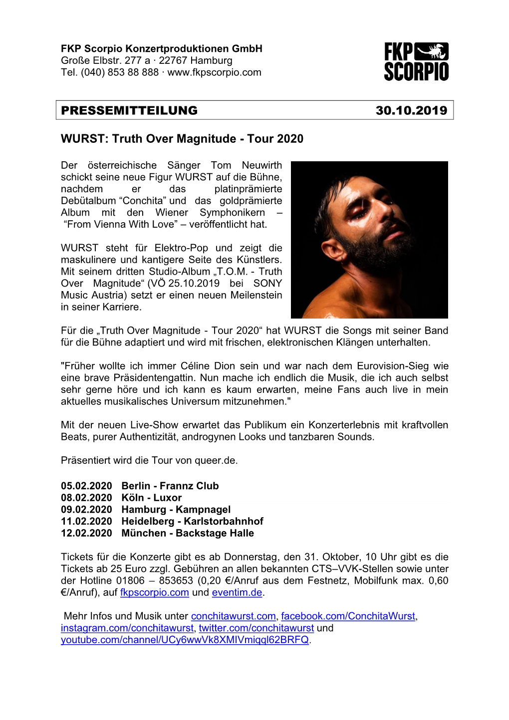 PRESSEMITTEILUNG 30.10.2019 WURST: Truth Over Magnitude