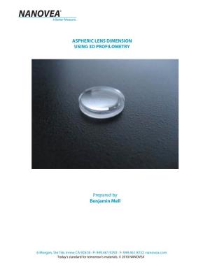 Aspheric Lens Dimension Using 3D Profilometry