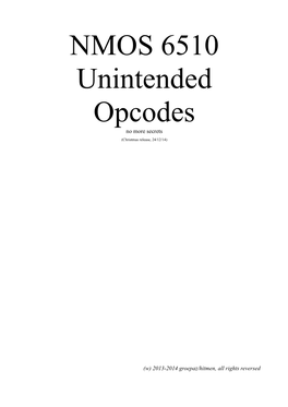 NMOS 6510 Unintended Opcodes No More Secrets (Christmas Release, 24/12/14)