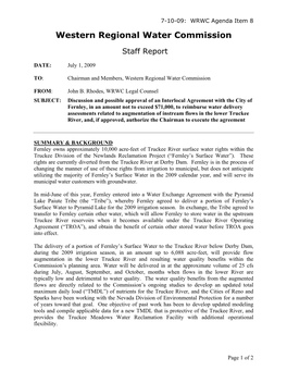 Discussion and Possible Approval of an Interlocal Agreement with the City of Fernley