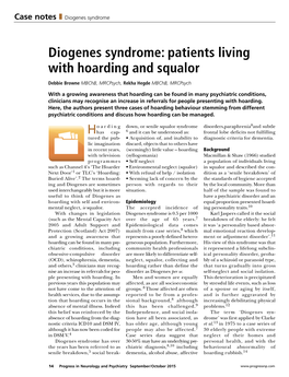 Diogenes Syndrome: Patients Living with Hoarding and Squalor