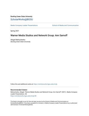 Warner Media Studios and Network Group: Ann Sarnoff