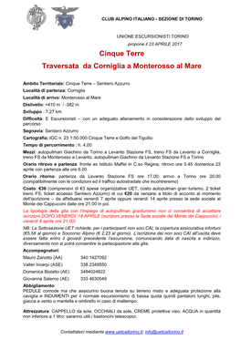 Cinque Terre Traversata Da Corniglia a Monterosso Al Mare