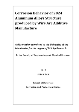 Corrosion Behavior of 2024 Aluminum Alloys Structure Produced by Wire Arc Additive Manufacture