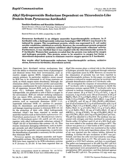 Alkyl Hydroperoxide Reductase Dependent on Thioredoxin-Like Protein from Pyrococcus Horikoshii