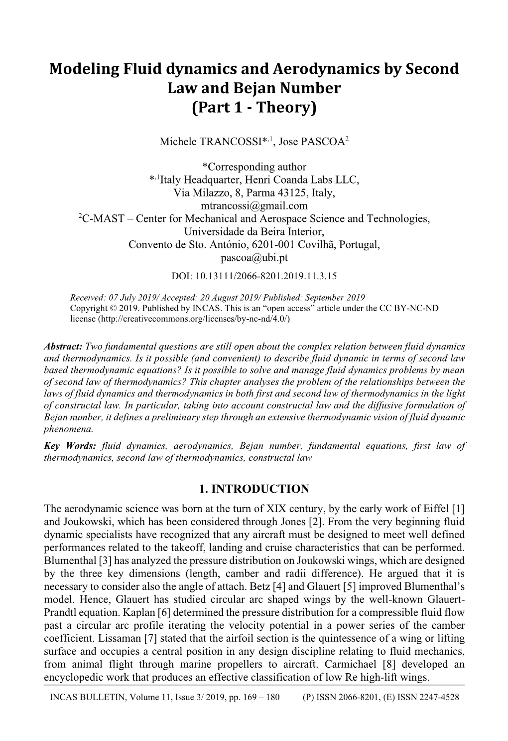 Modeling Fluid Dynamics and Aerodynamics by Second Law and Bejan Number (Part 1 - Theory)