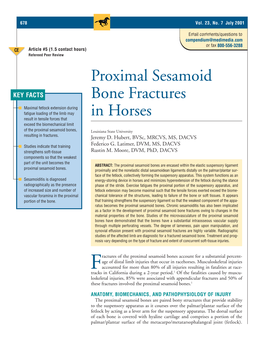 Proximal Sesamoid Bone Fractures in Horses