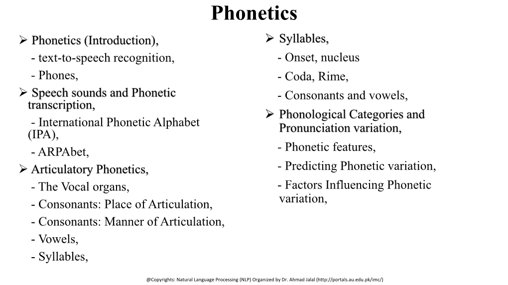 Lecture # 07 (Phonetics)