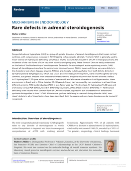 Rare Defects in Adrenal Steroidogenesis