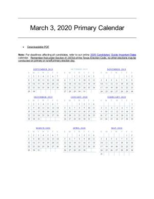 March 3, 2020 Primary Calendar