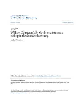 William Courtenay's England : an Aristocratic Bishop in the Fourteenth Century Michael P