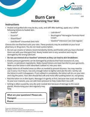 Burn Care: Moisturizing Your Skin