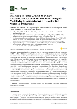 Inhibition of Tumor Growth by Dietary Indole-3-Carbinol in a Prostate Cancer Xenograft Model May Be Associated with Disrupted Gut Microbial Interactions