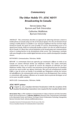 The Other Mobile TV: ATSC MDTV Broadcasting in Canada