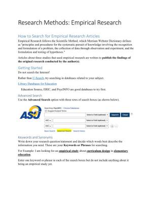 Research Methods: Empirical Research